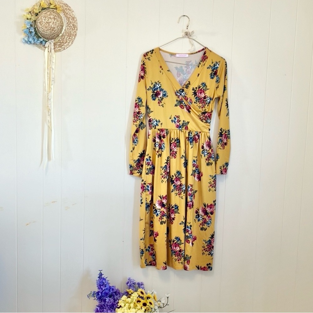 Goldenrod autumn floral dress